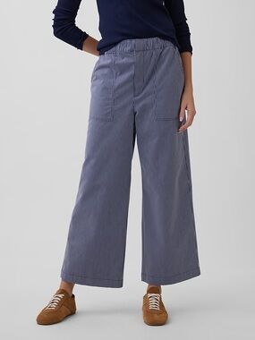 GAP Women's Navy and White Pinstripe Wide Leg Pants